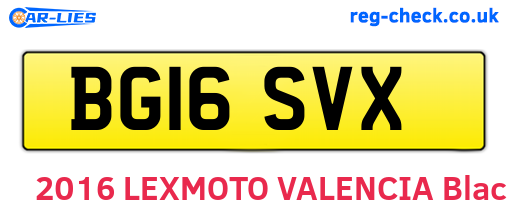 BG16SVX are the vehicle registration plates.