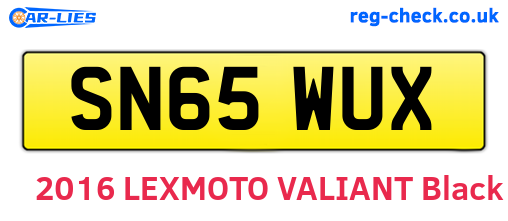 SN65WUX are the vehicle registration plates.