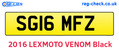 SG16MFZ are the vehicle registration plates.