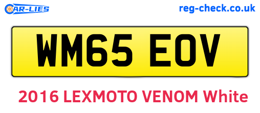 WM65EOV are the vehicle registration plates.