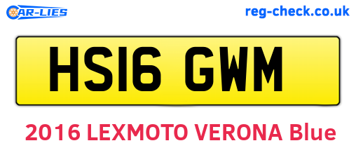 HS16GWM are the vehicle registration plates.