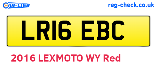 LR16EBC are the vehicle registration plates.