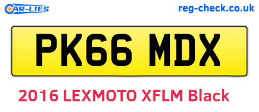 PK66MDX are the vehicle registration plates.