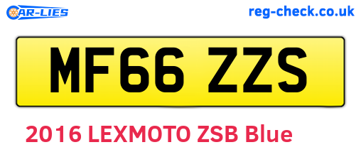 MF66ZZS are the vehicle registration plates.