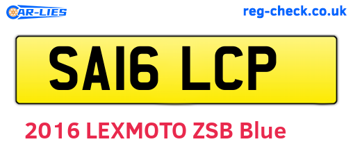 SA16LCP are the vehicle registration plates.