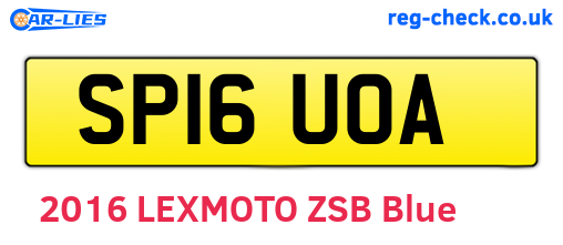 SP16UOA are the vehicle registration plates.