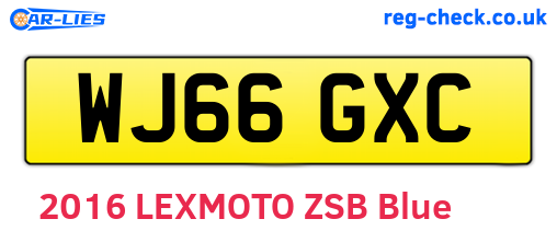 WJ66GXC are the vehicle registration plates.