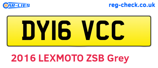 DY16VCC are the vehicle registration plates.