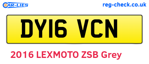 DY16VCN are the vehicle registration plates.