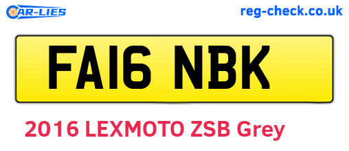 FA16NBK are the vehicle registration plates.