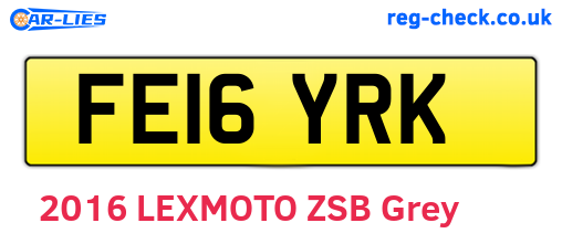 FE16YRK are the vehicle registration plates.