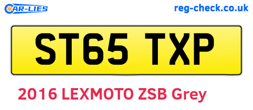 ST65TXP are the vehicle registration plates.