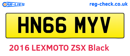 HN66MYV are the vehicle registration plates.
