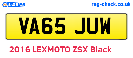 VA65JUW are the vehicle registration plates.