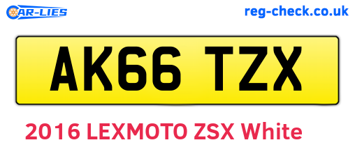 AK66TZX are the vehicle registration plates.