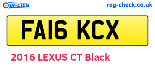 FA16KCX are the vehicle registration plates.