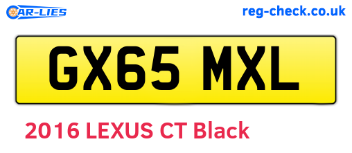 GX65MXL are the vehicle registration plates.