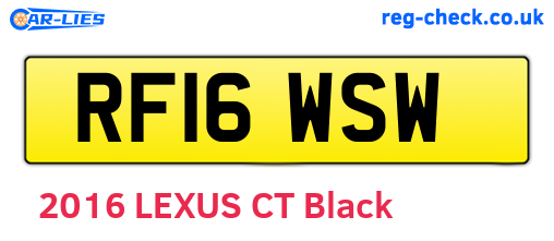 RF16WSW are the vehicle registration plates.