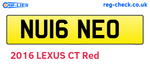 NU16NEO are the vehicle registration plates.
