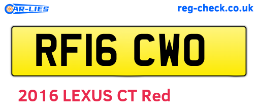 RF16CWO are the vehicle registration plates.