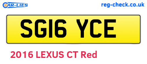 SG16YCE are the vehicle registration plates.