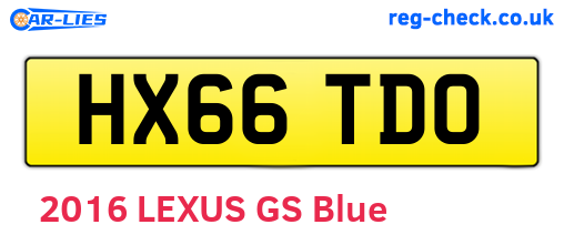 HX66TDO are the vehicle registration plates.