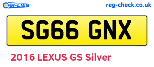 SG66GNX are the vehicle registration plates.