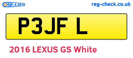 P3JFL are the vehicle registration plates.