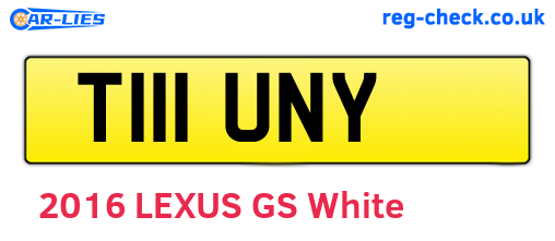 T111UNY are the vehicle registration plates.