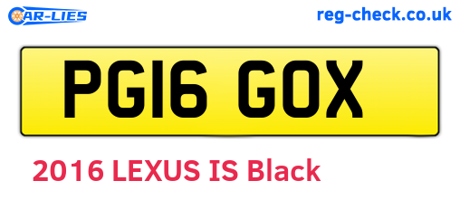 PG16GOX are the vehicle registration plates.