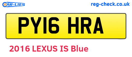 PY16HRA are the vehicle registration plates.