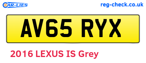 AV65RYX are the vehicle registration plates.