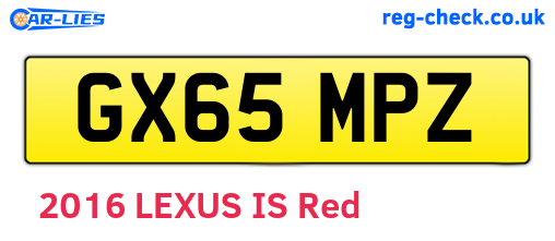 GX65MPZ are the vehicle registration plates.