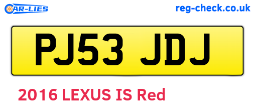 PJ53JDJ are the vehicle registration plates.