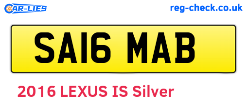 SA16MAB are the vehicle registration plates.