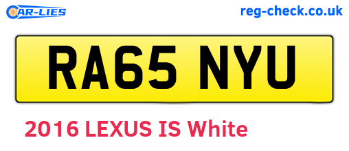 RA65NYU are the vehicle registration plates.