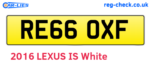 RE66OXF are the vehicle registration plates.