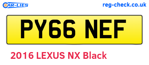 PY66NEF are the vehicle registration plates.