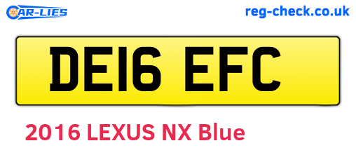 DE16EFC are the vehicle registration plates.