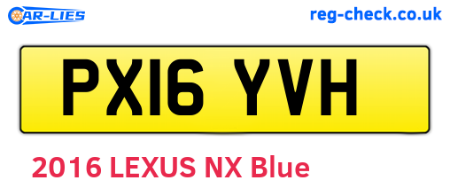 PX16YVH are the vehicle registration plates.