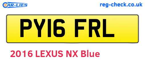 PY16FRL are the vehicle registration plates.