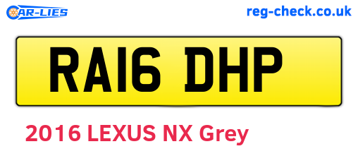 RA16DHP are the vehicle registration plates.