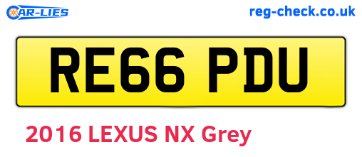 RE66PDU are the vehicle registration plates.