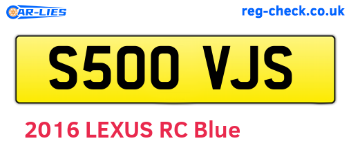 S500VJS are the vehicle registration plates.