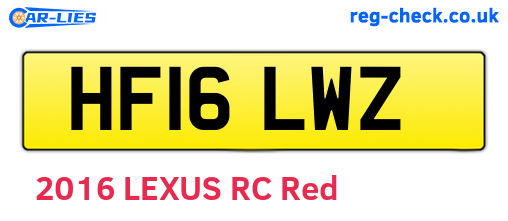 HF16LWZ are the vehicle registration plates.
