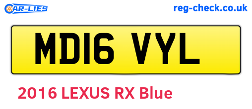 MD16VYL are the vehicle registration plates.