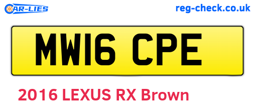 MW16CPE are the vehicle registration plates.
