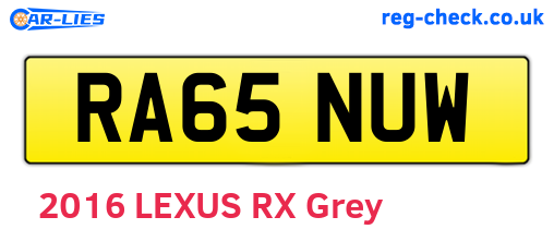 RA65NUW are the vehicle registration plates.