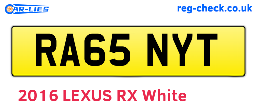 RA65NYT are the vehicle registration plates.