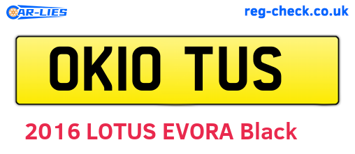 OK10TUS are the vehicle registration plates.